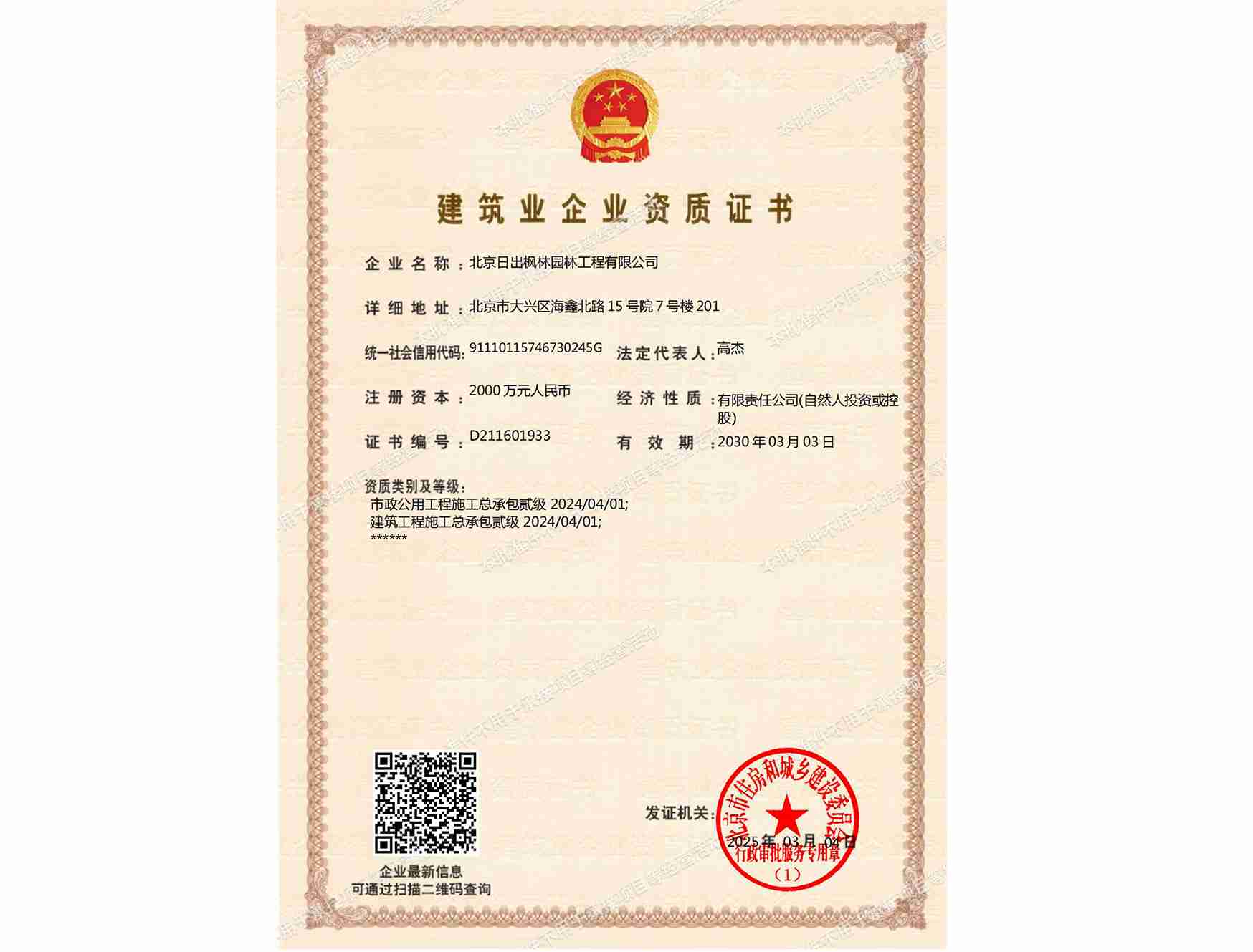 市政公用工程施工總承包貳級